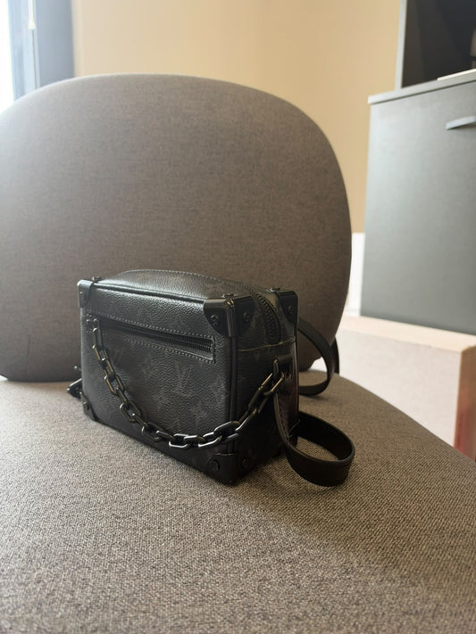 Louis Vuitton Monogram Eclipse Mini Trunk Crossbody Bag with Black Chain