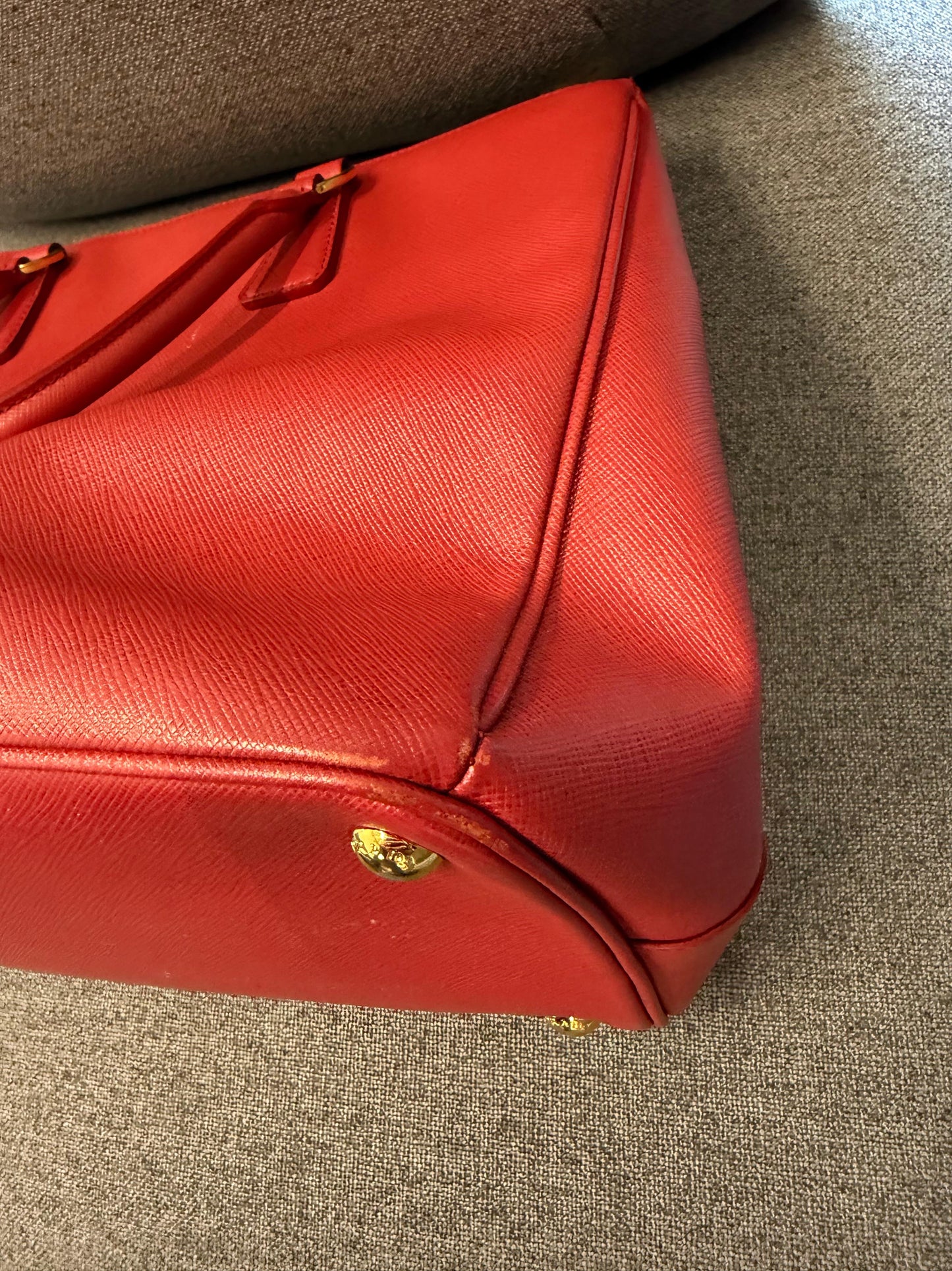 Prada Red Saffiano Leather Galleria Tote Bag