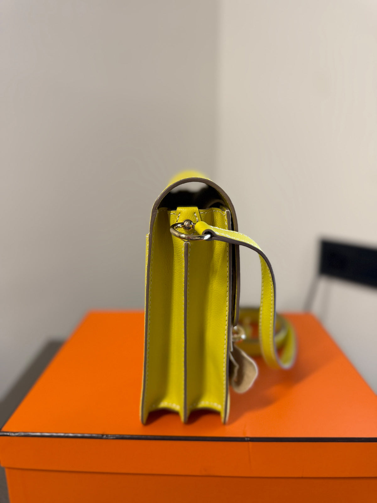 Hermès Yellow Leather Mini Crossbody Bag with Gold-Tone Hardware