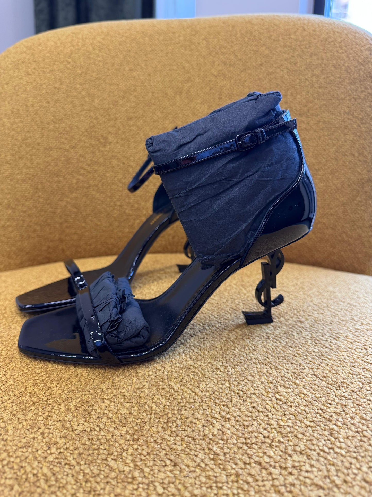 Saint Laurent Opyum 110 Verince Black Metal Heel Sandals