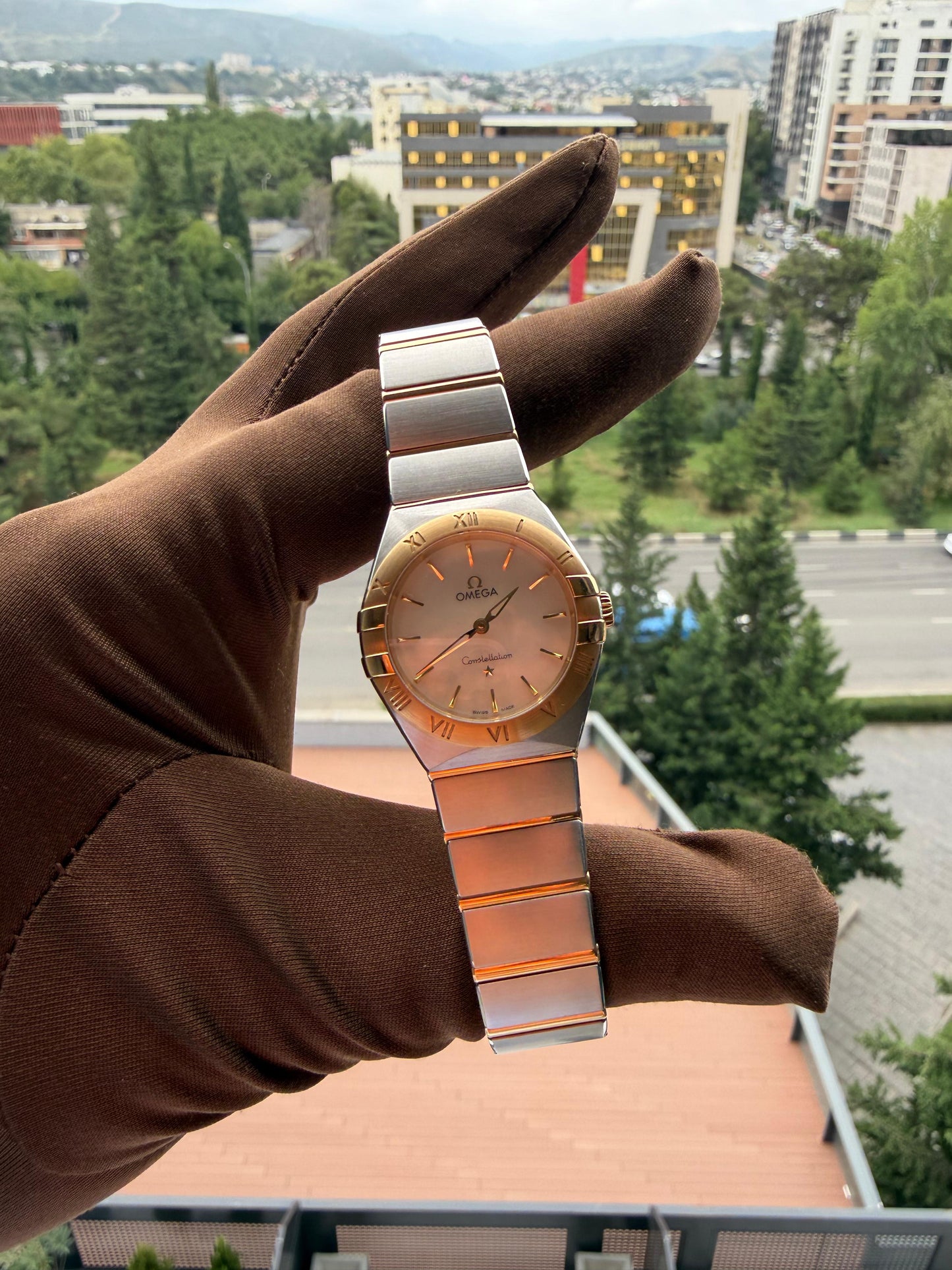 Ladies Omega  Constellation 28mm Steel/Gold Quartz MOP Dial 2024 Year With Papers Ref: 13120286005002