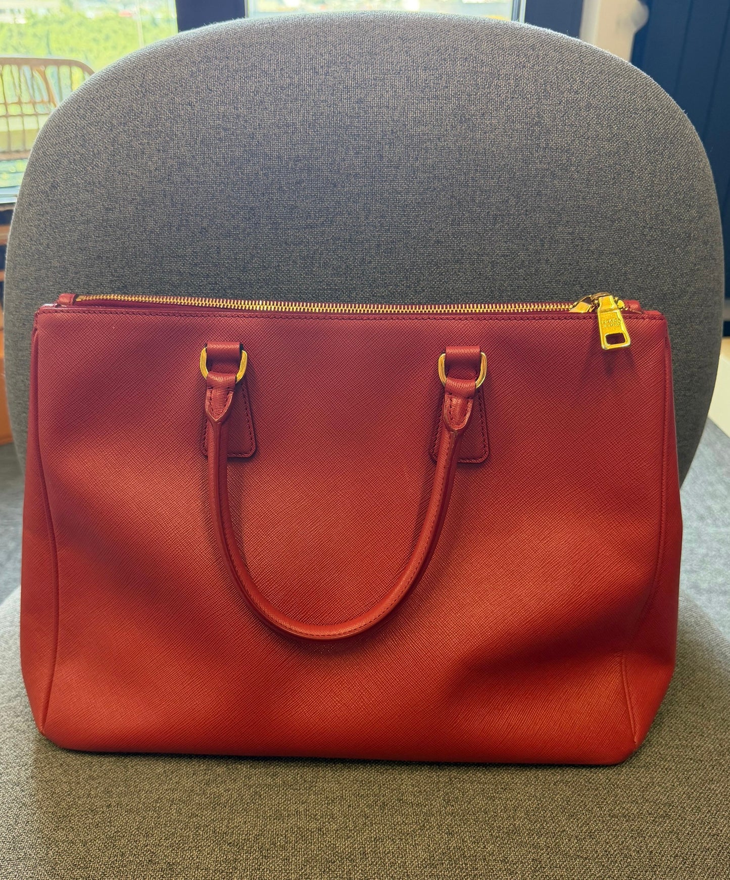 Prada Red Saffiano Leather Galleria Tote Bag