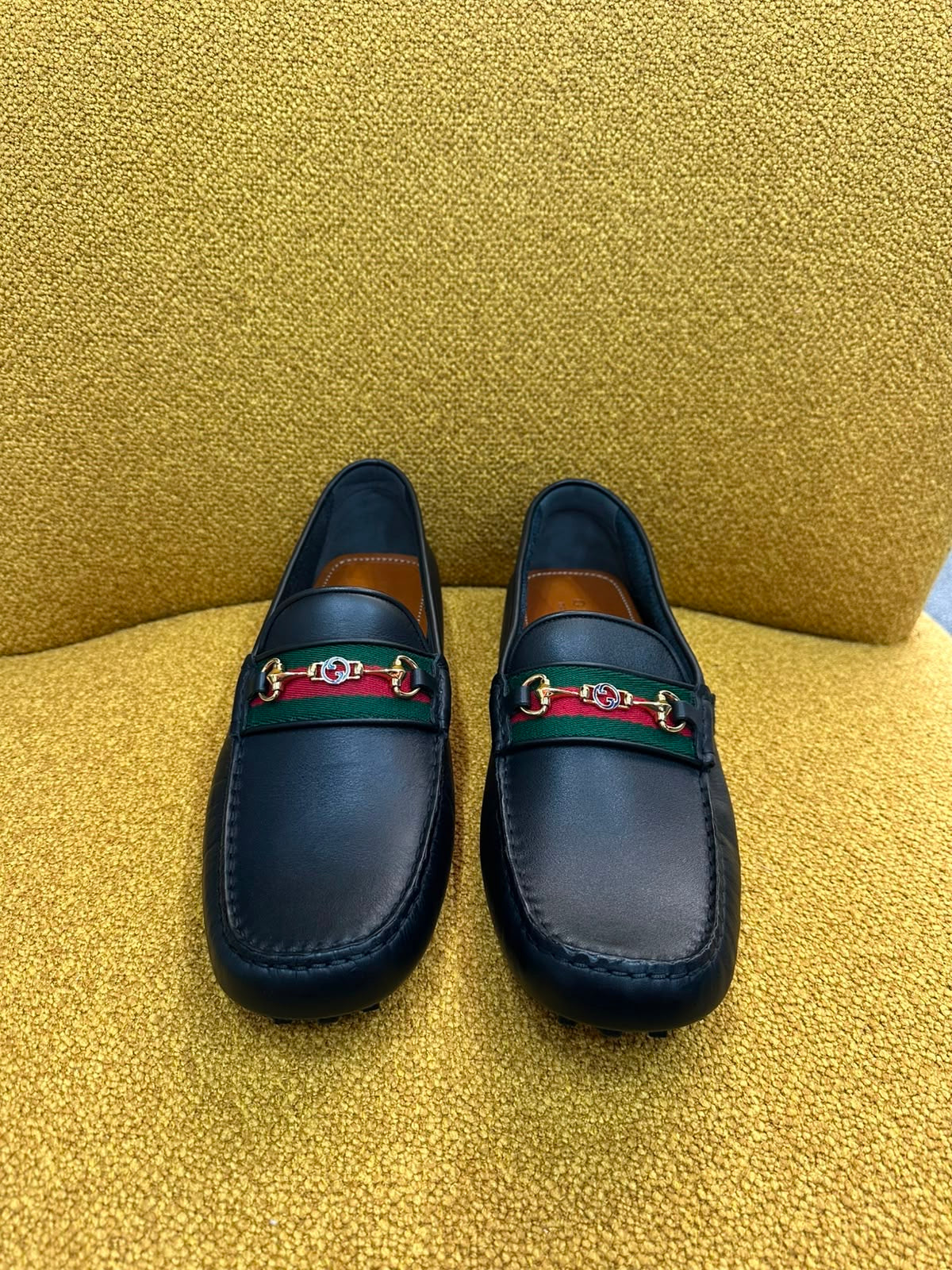 Gucci Black Web Driver Loafers 45 size