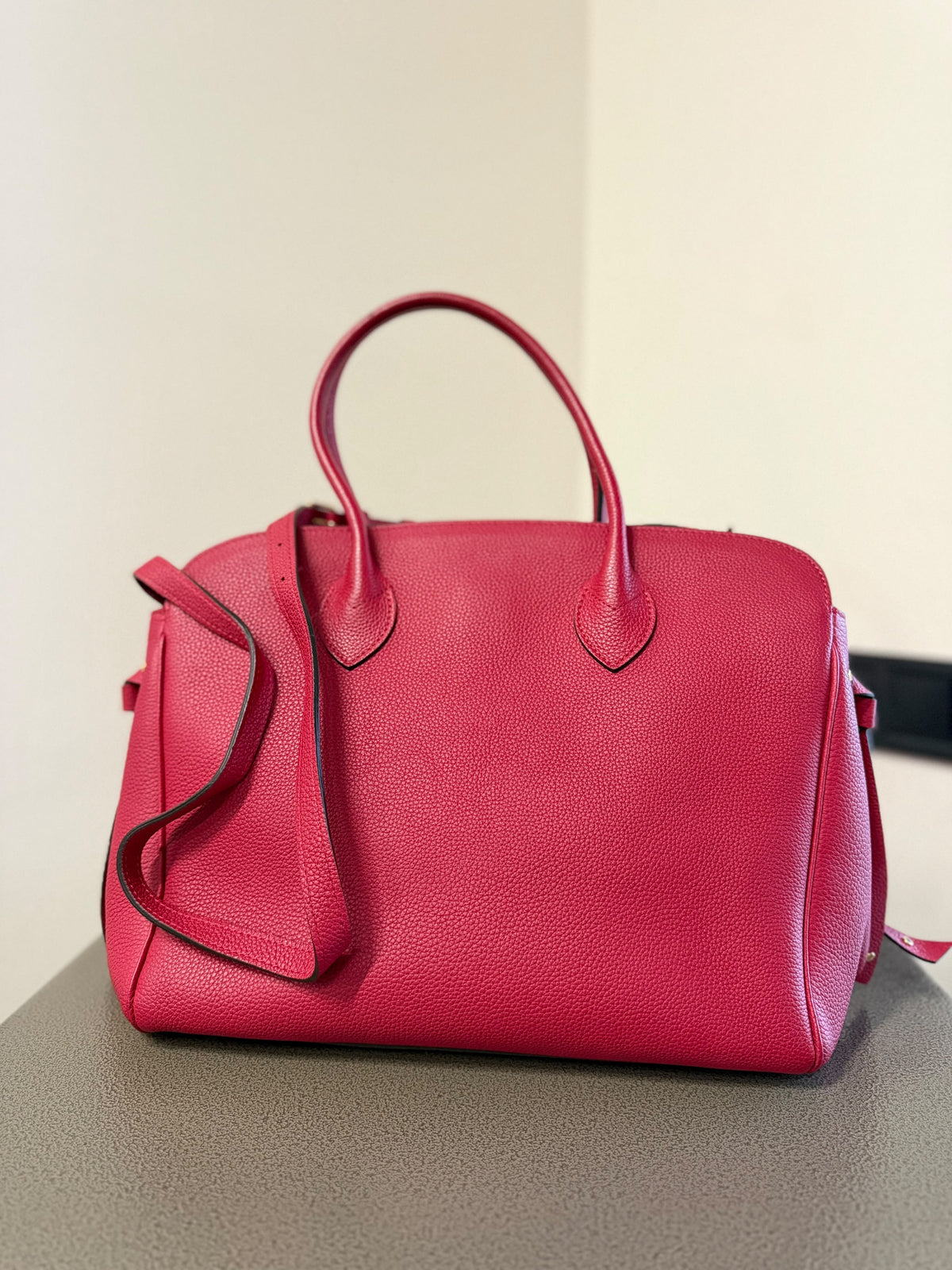 Louis Vuitton Red Leather Satchel Bag