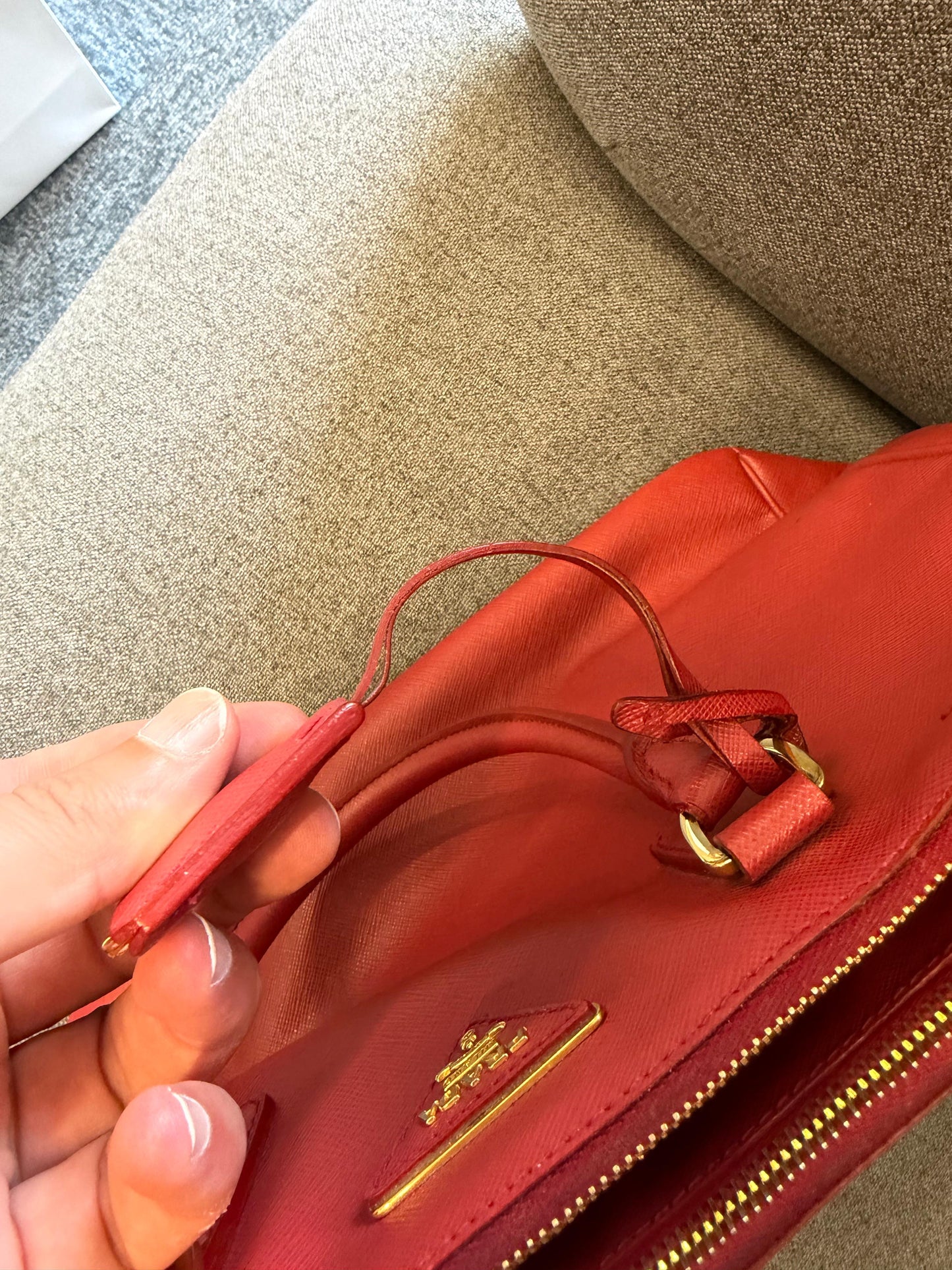 Prada Red Saffiano Leather Galleria Tote Bag