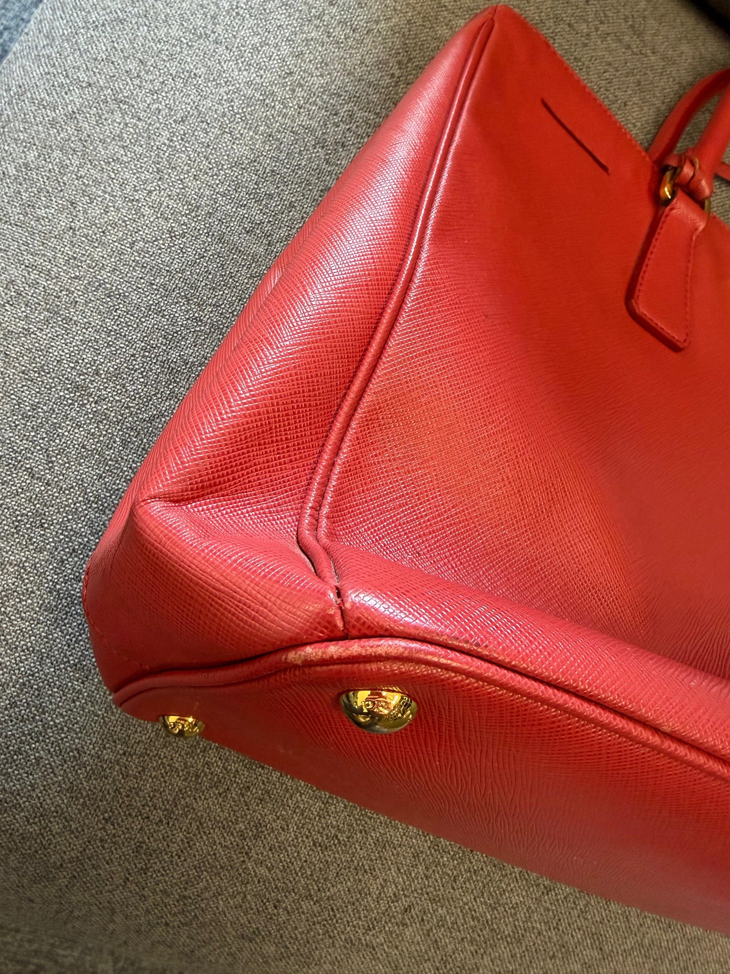 Prada Red Saffiano Leather Galleria Tote Bag