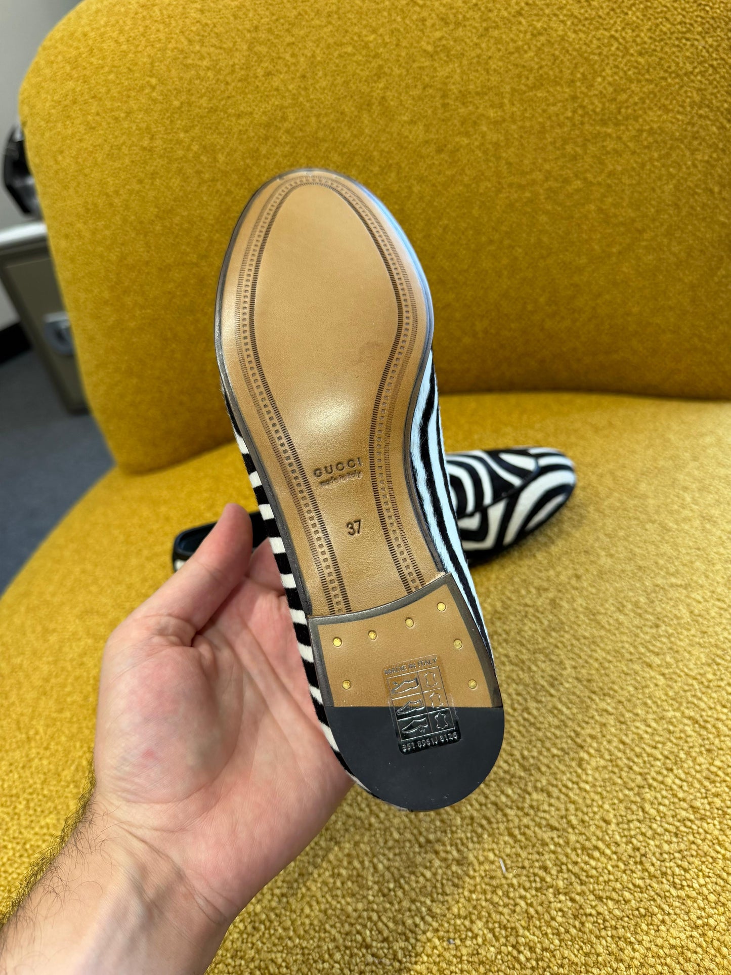 Gucci Pony Hair Zebra Print Womens Horsebit Moccasin Loafers