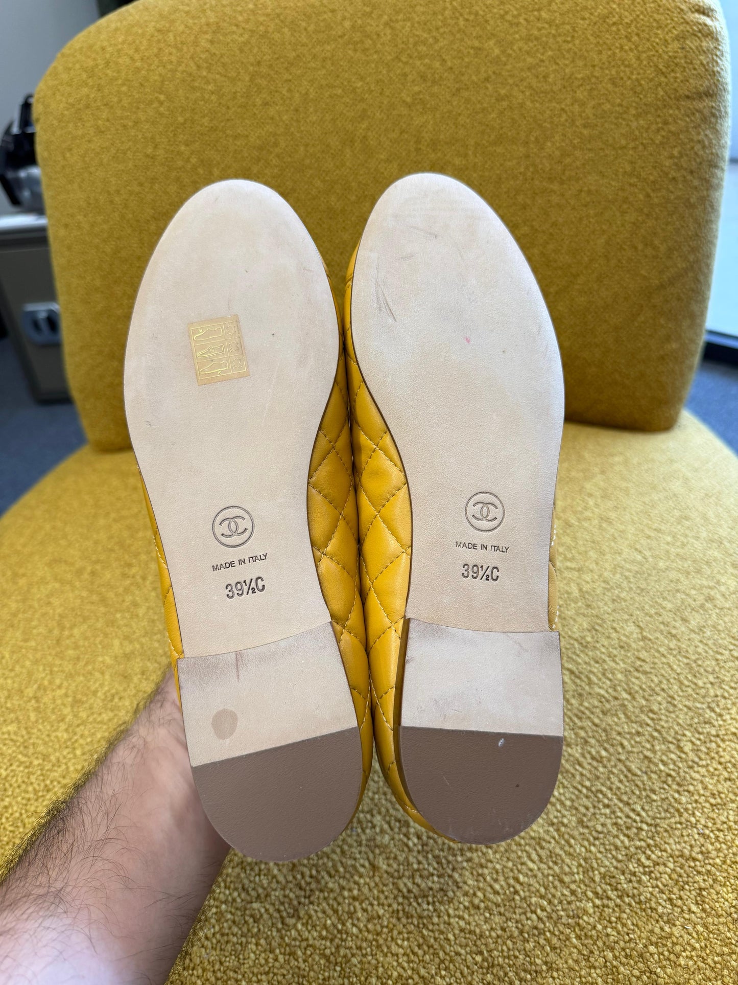 Chanel Lambskin Quilted CC Cap Toe Ballerina Flats