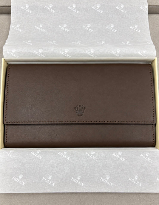 Rolex Brown Leather 3-Watch Travel Pouch – Brand New with Box