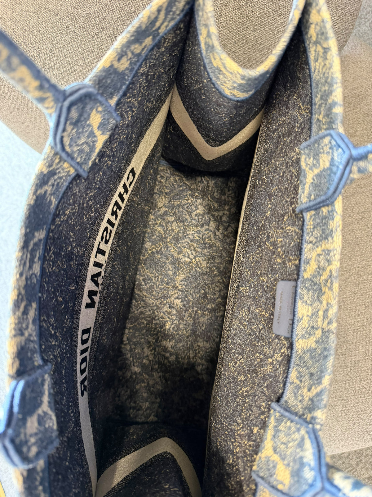 Christian Dior Book Tote – Blue & Beige Embroidered Canvas