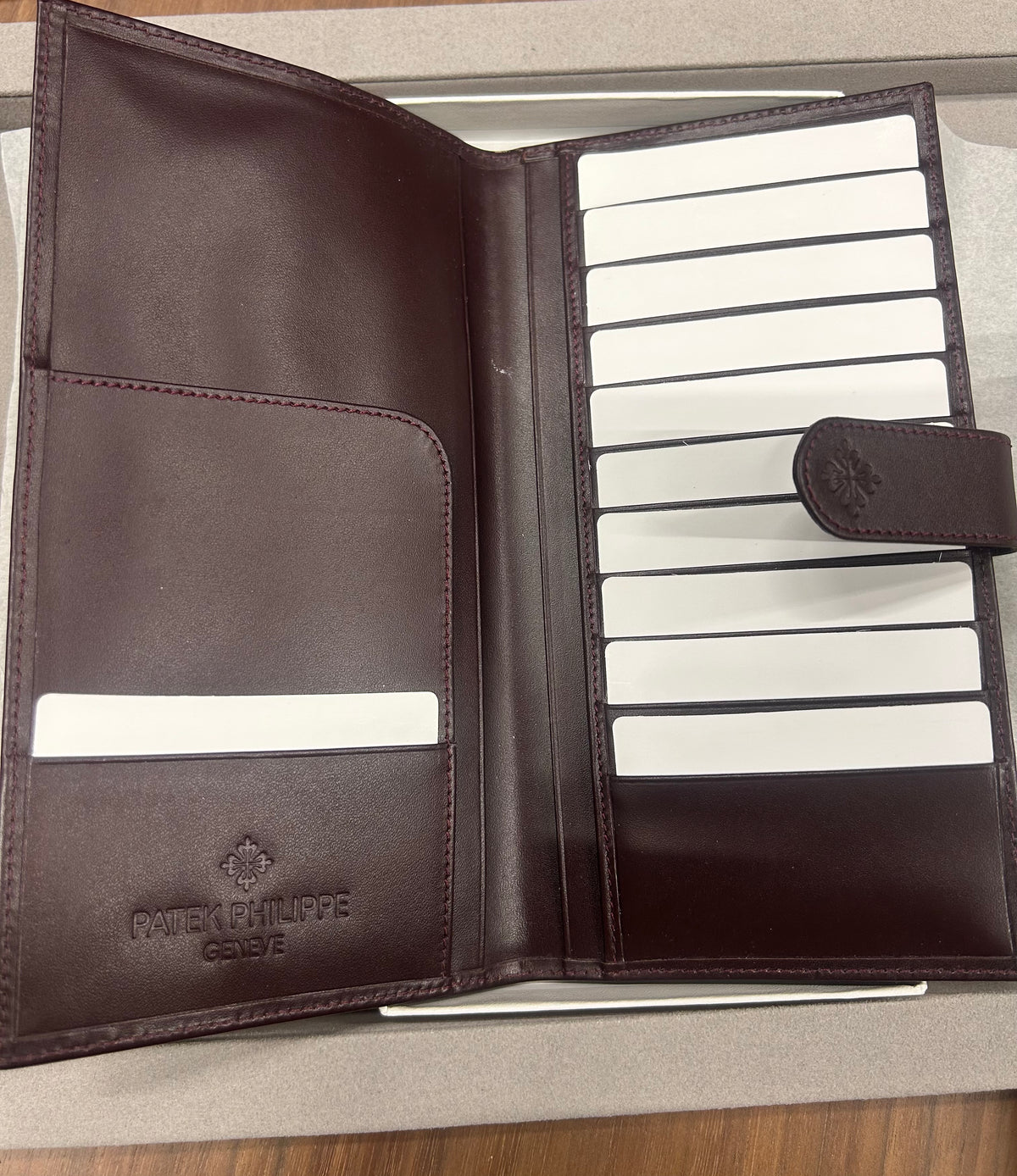 Patek Philippe Calatrava Voyage Dark Brown Leather Travel Wallet Organizer – Brand New with Box