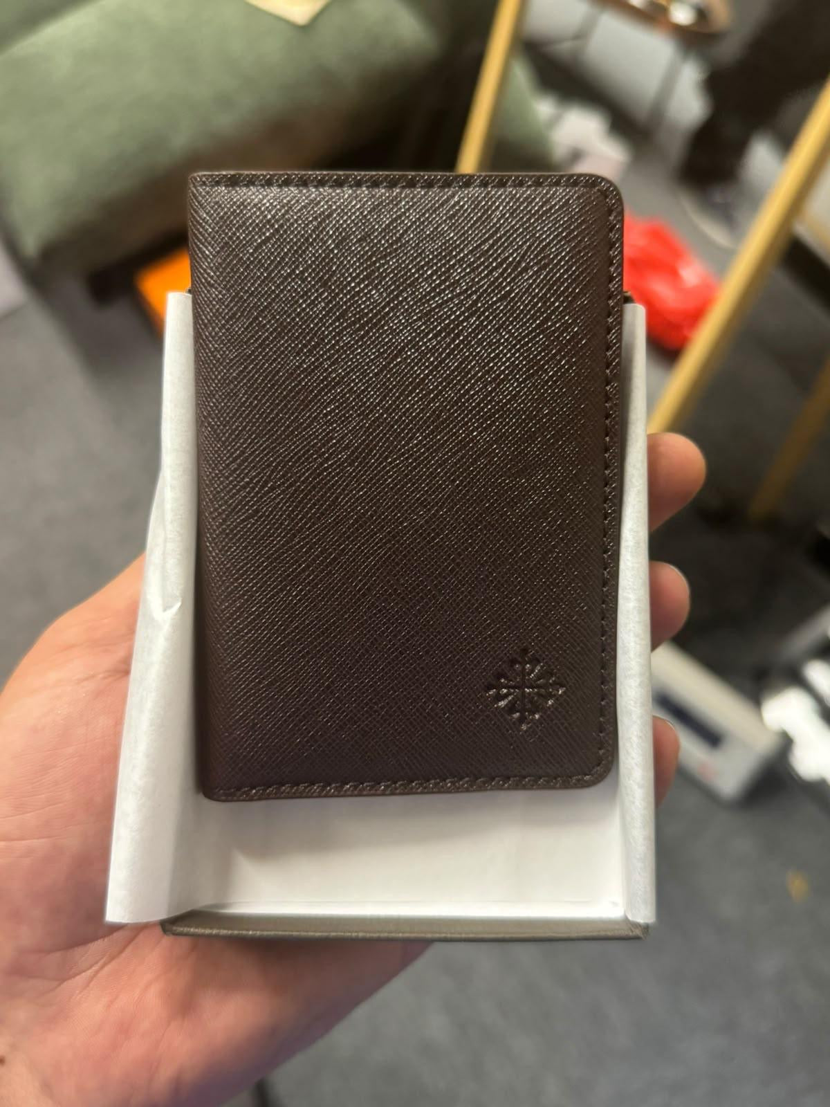 Patek Philippe Dark Brown Leather Bifold Card Wallet