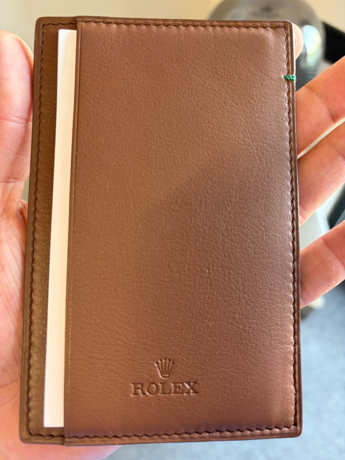Rolex Brown Leather Notepad Holder