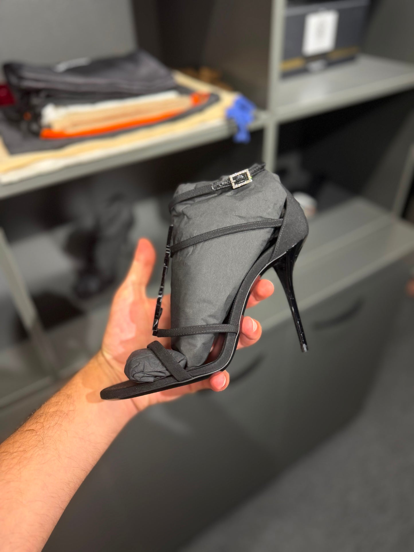 Saint Laurent Cassandra Sandals In Patent Leather With Black Monogram 38 Size