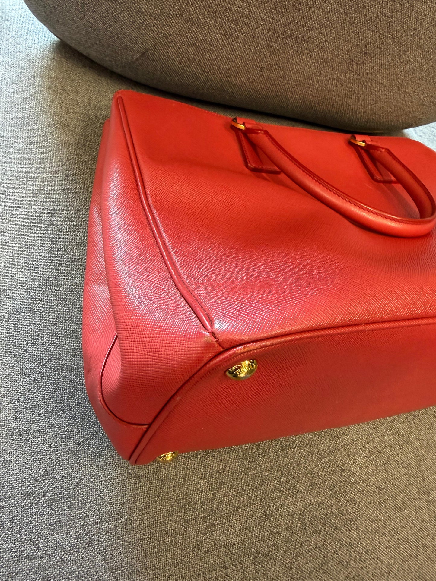 Prada Red Saffiano Leather Galleria Tote Bag