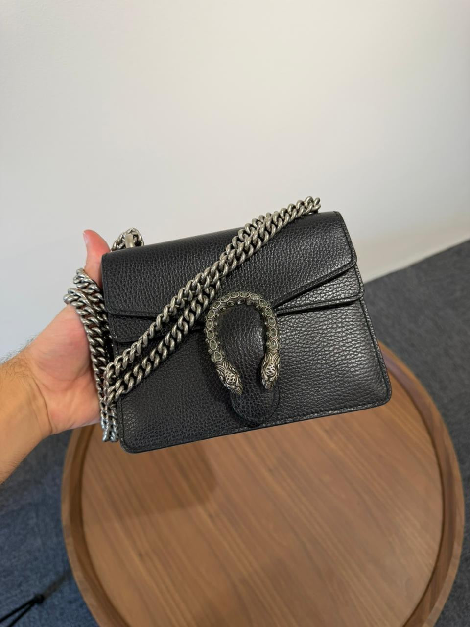 Gucci Mini Dionysus Shoulder Bag in Black Leather
