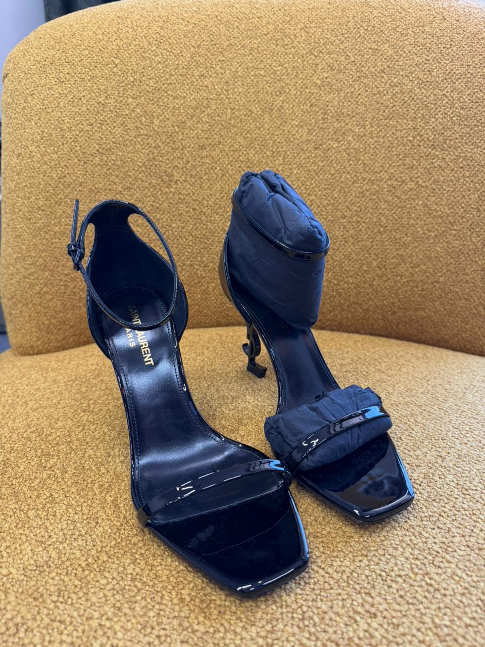 Saint Laurent Opyum 110 Verince Black Metal Heel Sandals