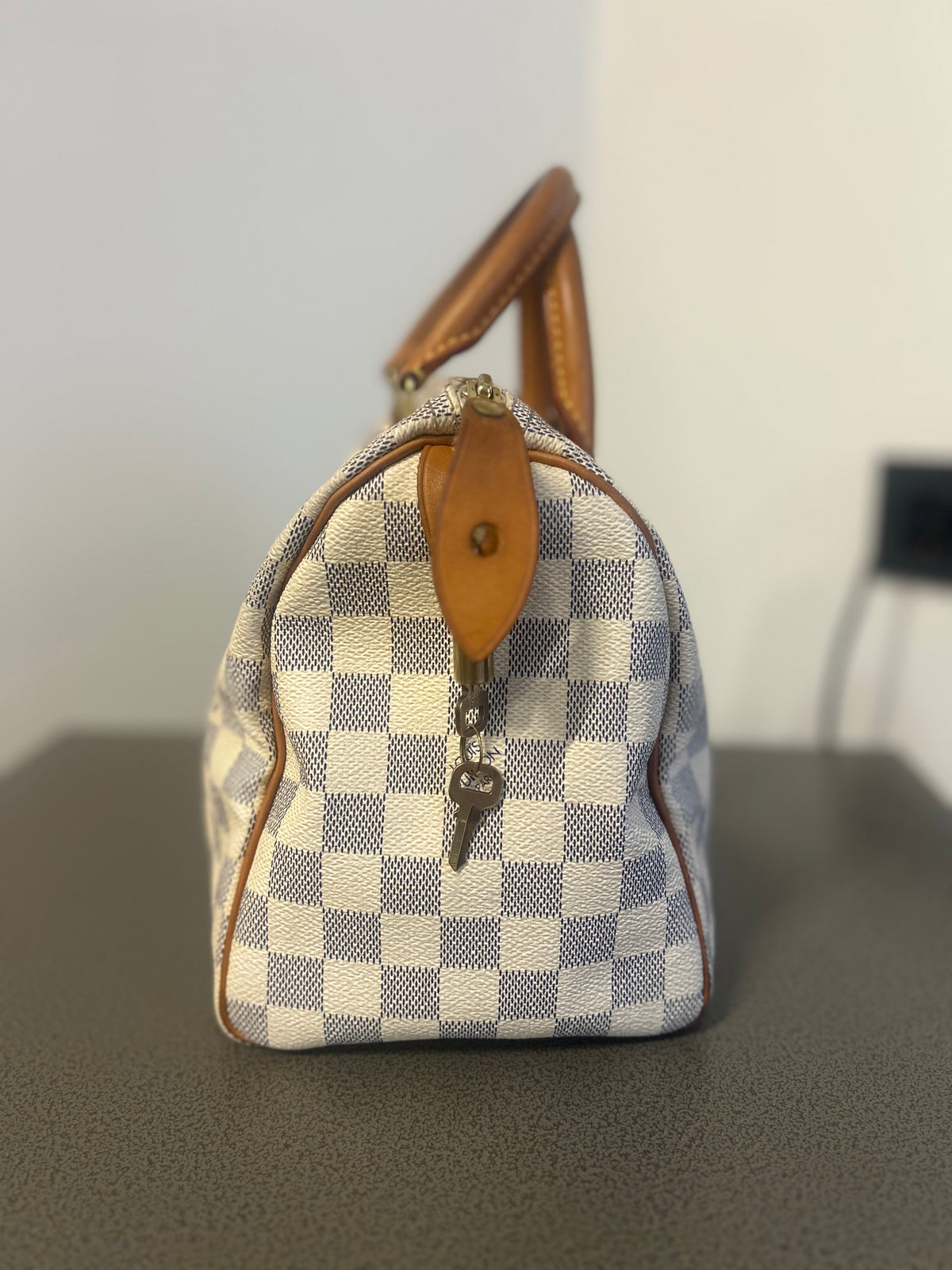 Louis Vuitton Speedy 25 Damier Azur Canvas Handbag  Pre-Owned