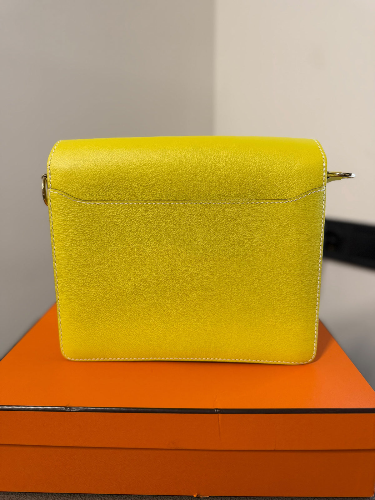 Hermès Yellow Leather Mini Crossbody Bag with Gold-Tone Hardware