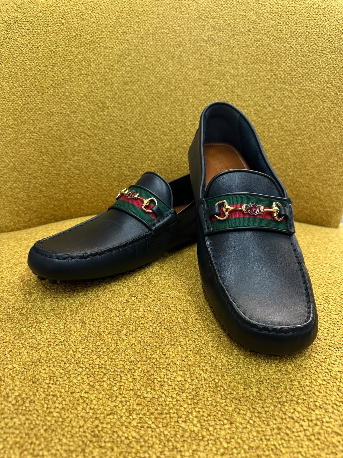 Gucci Black Web Driver Loafers 45 size