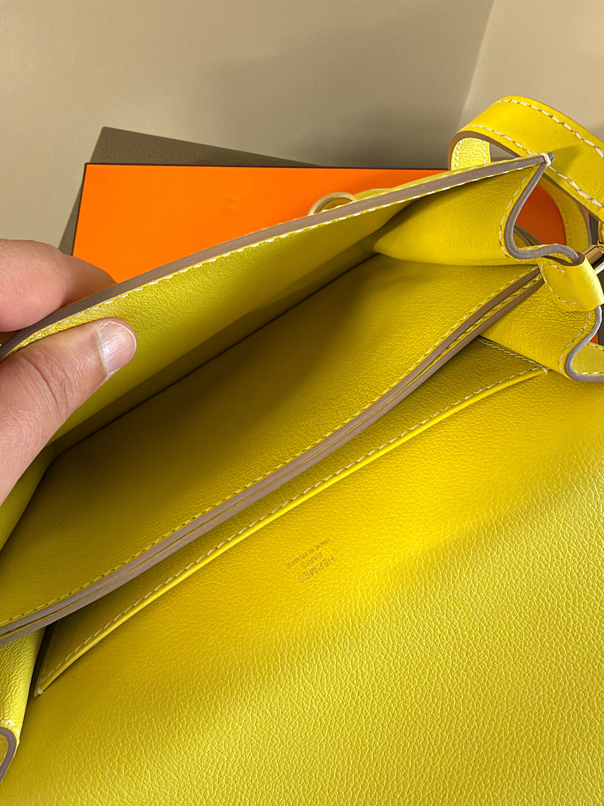 Hermès Yellow Leather Mini Crossbody Bag with Gold-Tone Hardware
