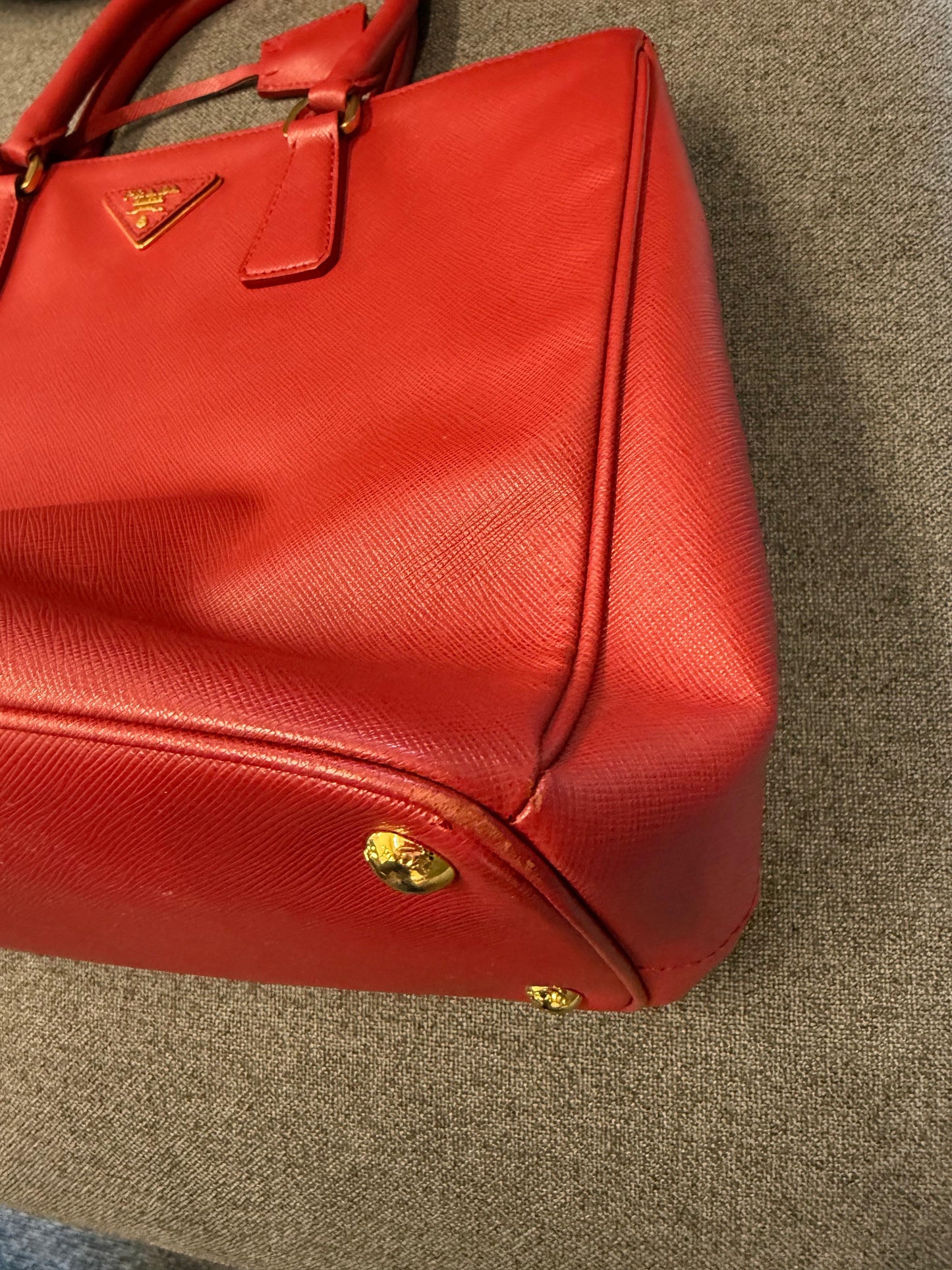 Prada Red Saffiano Leather Galleria Tote Bag