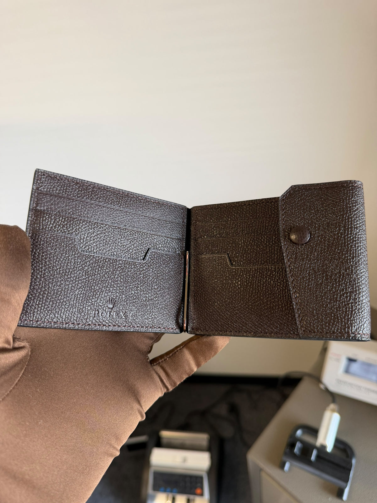 Rolex Brown Leather Card Holder