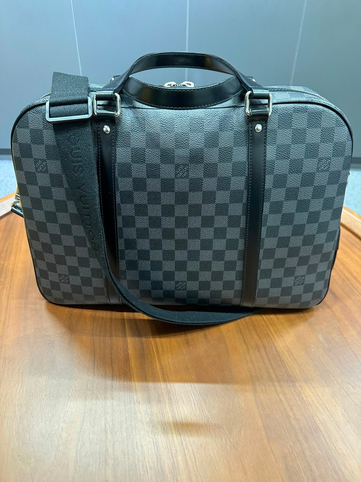 Louis Vuitton Porte Documents Voyage PM Black Damier Graphite Coated Canvas