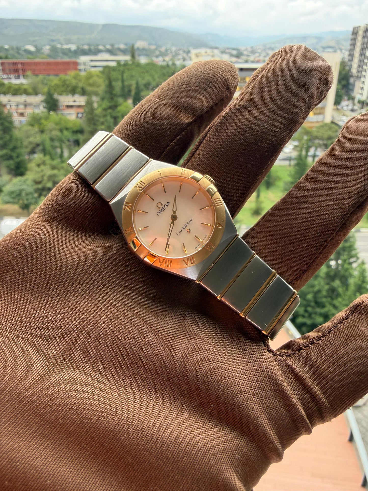 Ladies Omega  Constellation 28mm Steel/Gold Quartz MOP Dial 2024 Year With Papers Ref: 13120286005002