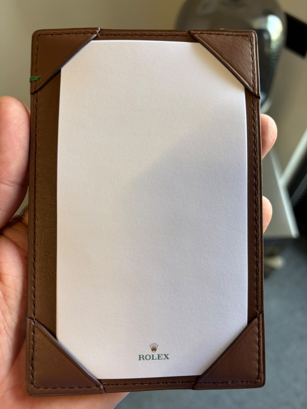 Rolex Brown Leather Notepad Holder