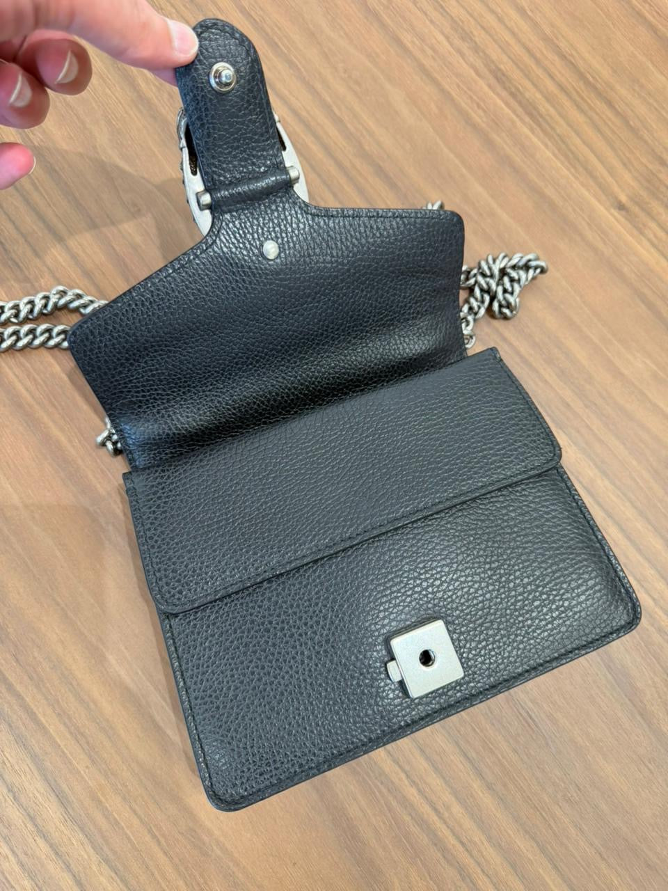 Gucci Mini Dionysus Shoulder Bag in Black Leather