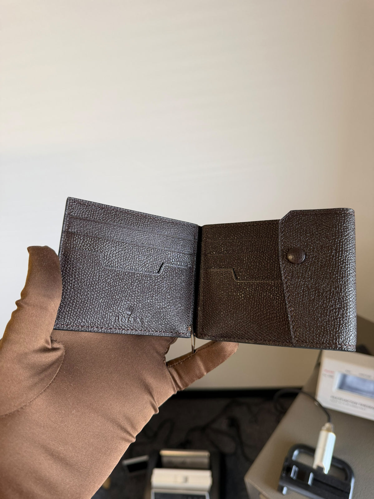 Rolex Brown Leather Card Holder