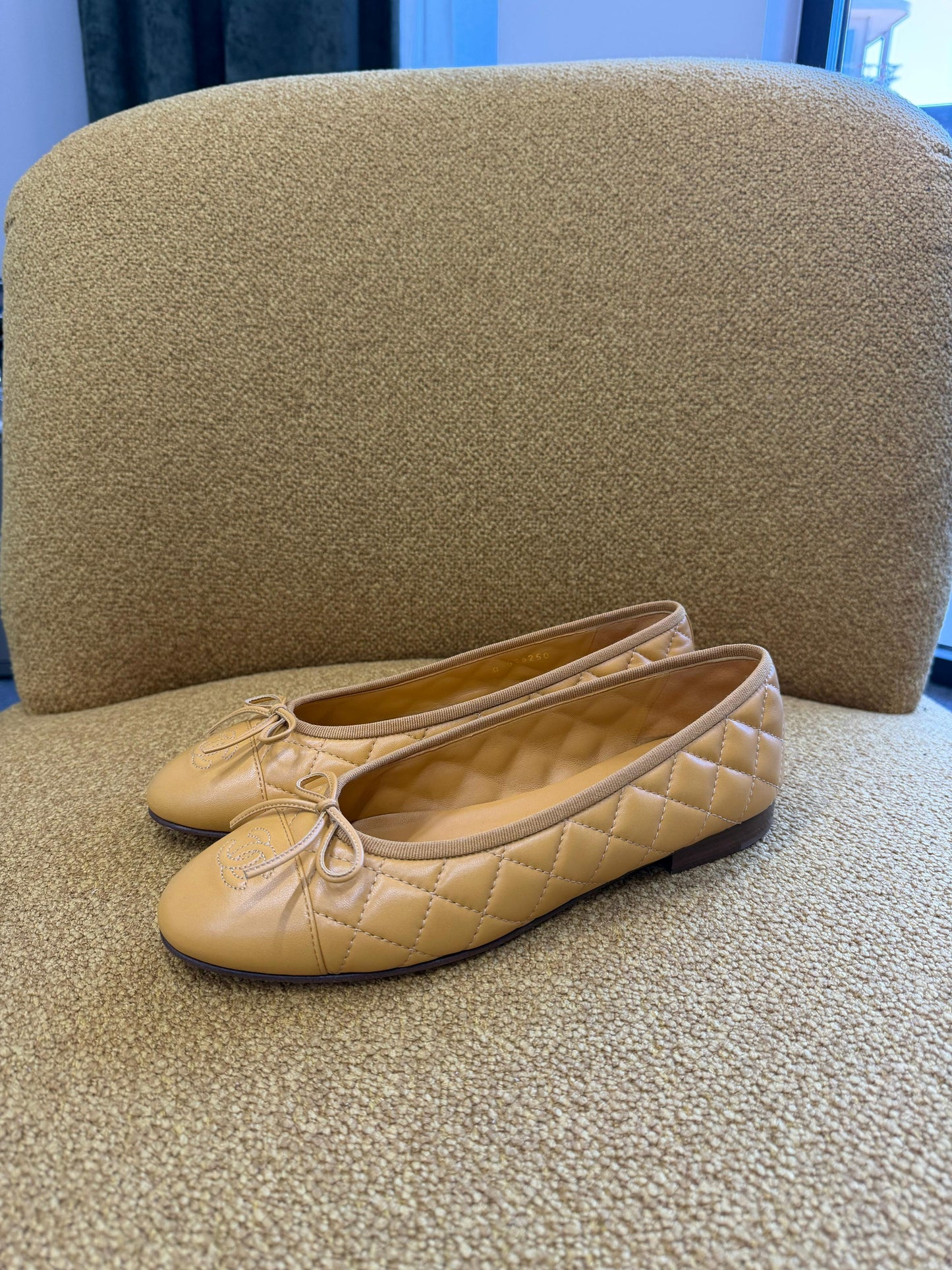Chanel Lambskin Quilted CC Cap Toe Ballerina Flats
