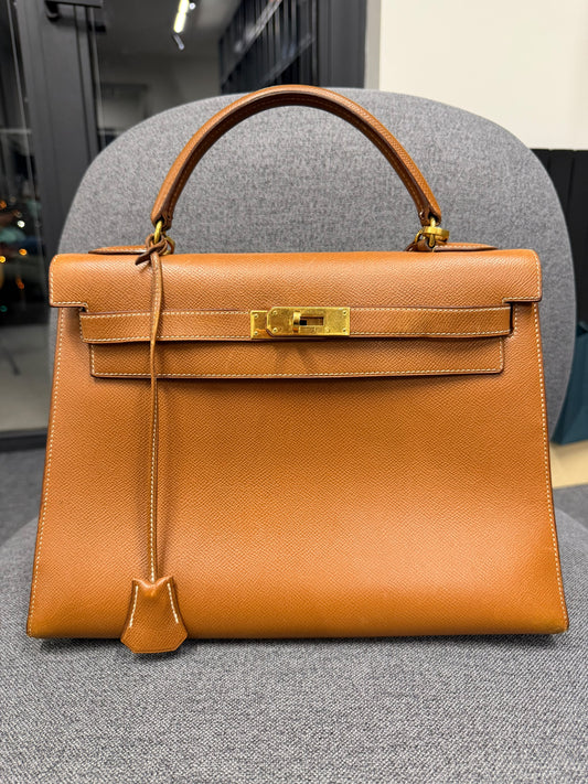 Hermes Kelly Sellier 32 Vintage Gold GHW 1992 Year