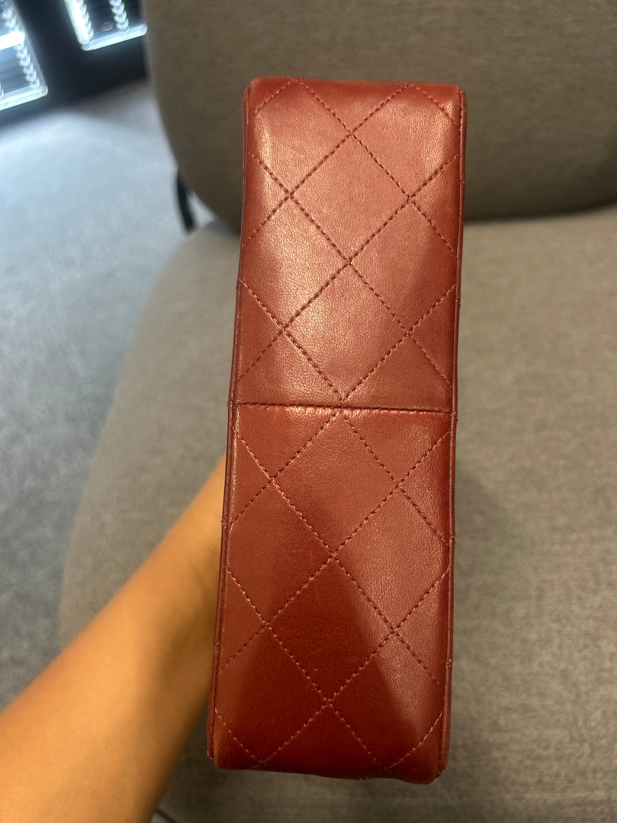 CHANEL Burgundy Quilted Leather Flap Bag with Gold-Tone Chain