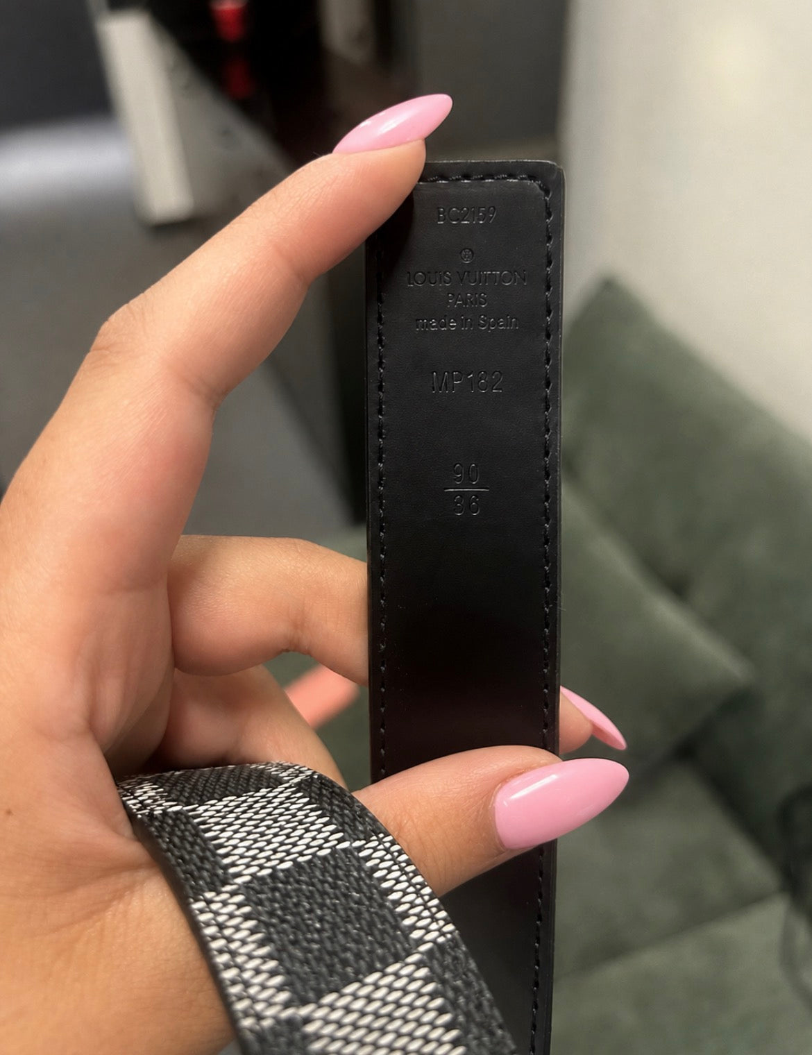 Black And White Damier  LV Initiales Reversible Belt Size 90/36 (EU 90 / US 36)