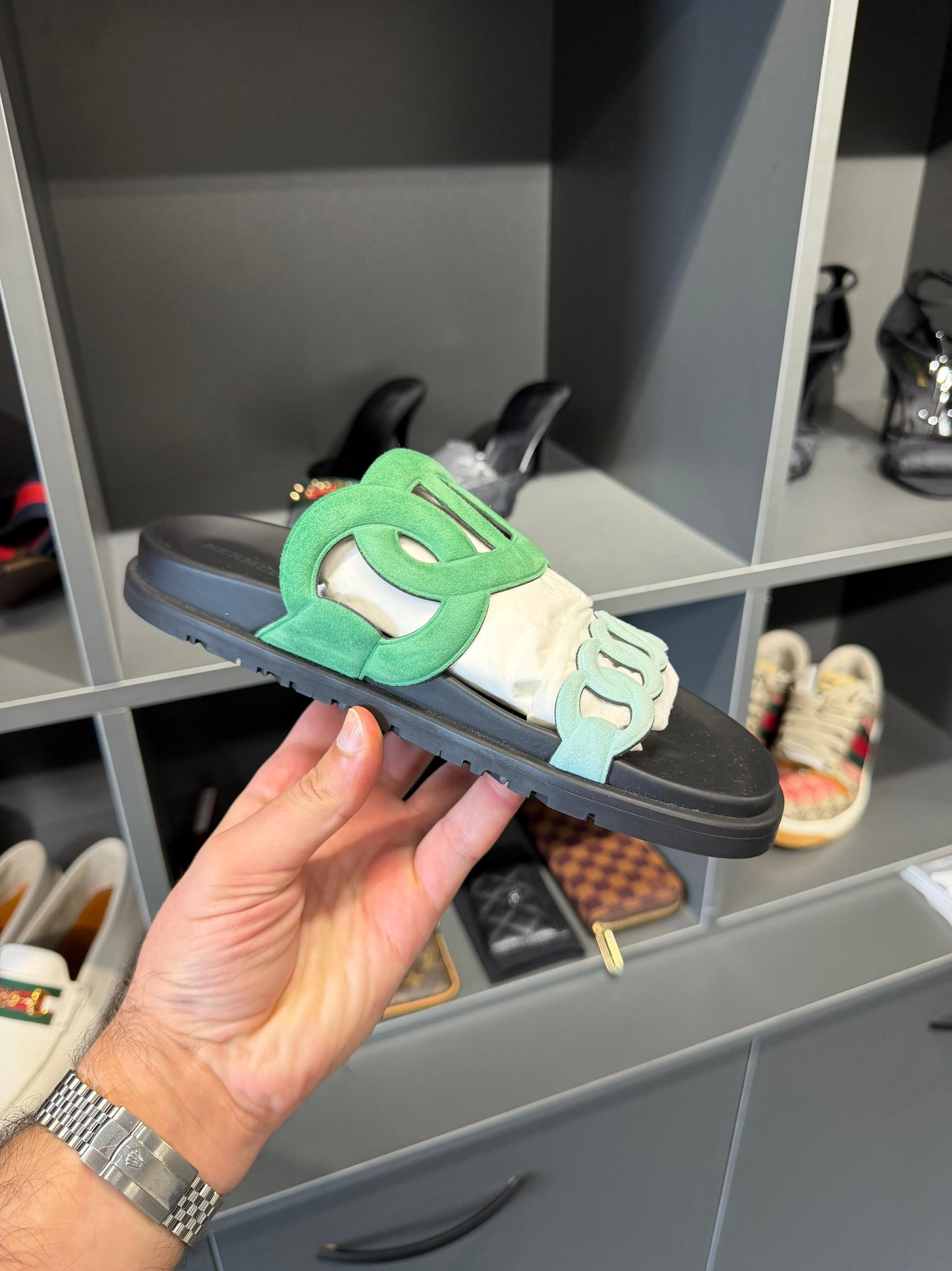 Hermès  Sandals – Green/Black – EU Size 38