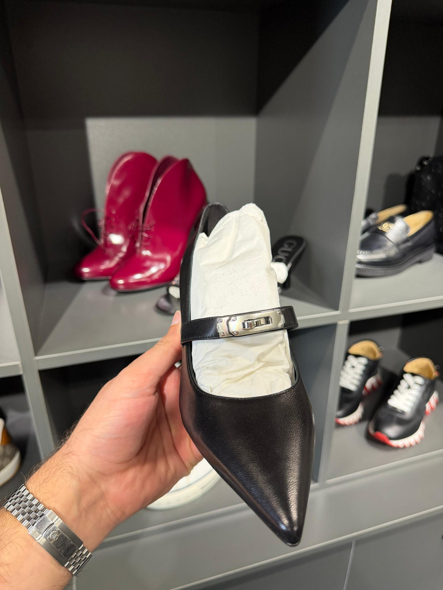 Hermès Black Leather Mary Jane Pumps – EU Size 38