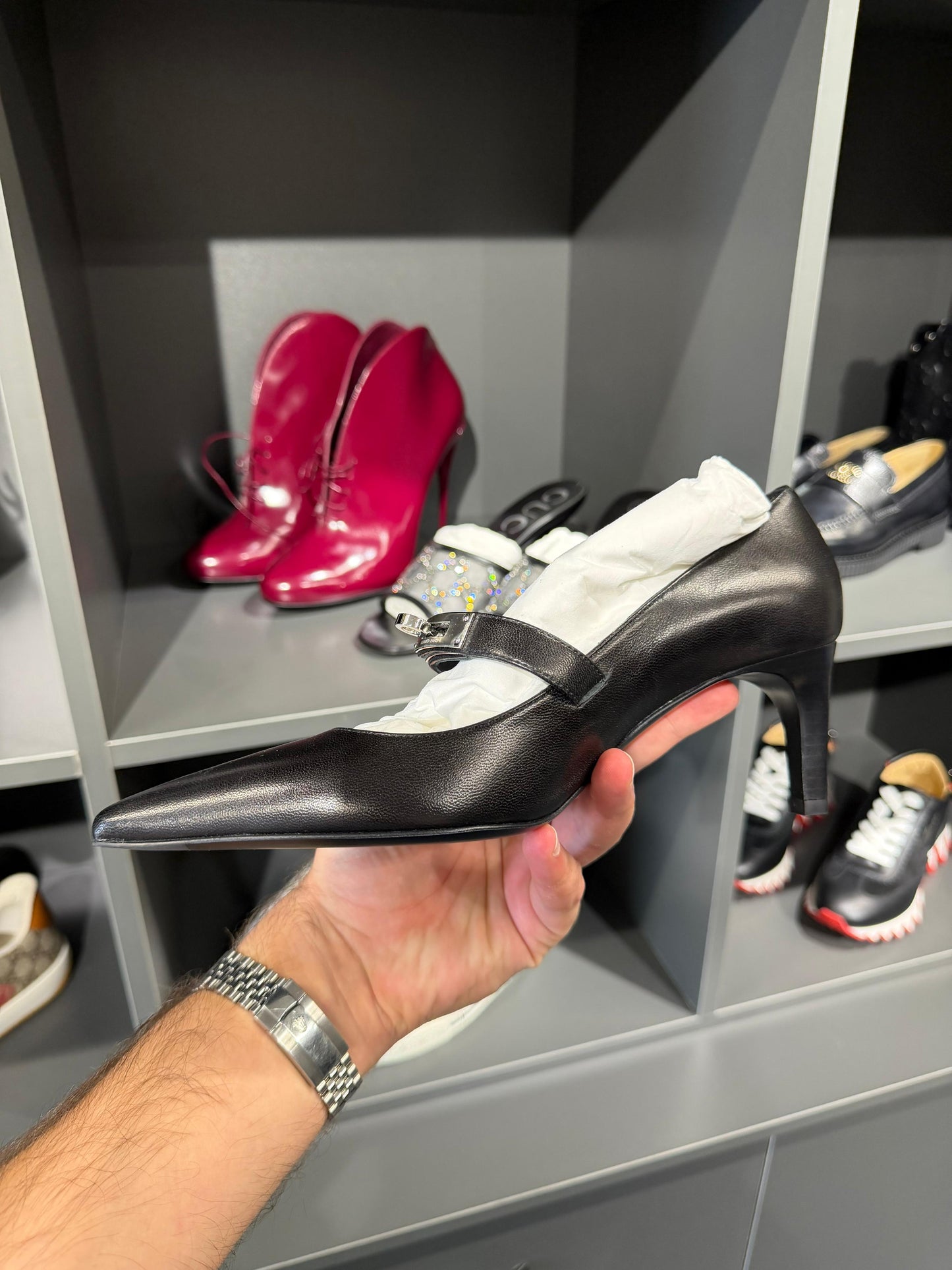 Hermès Black Leather Mary Jane Pumps – EU Size 38