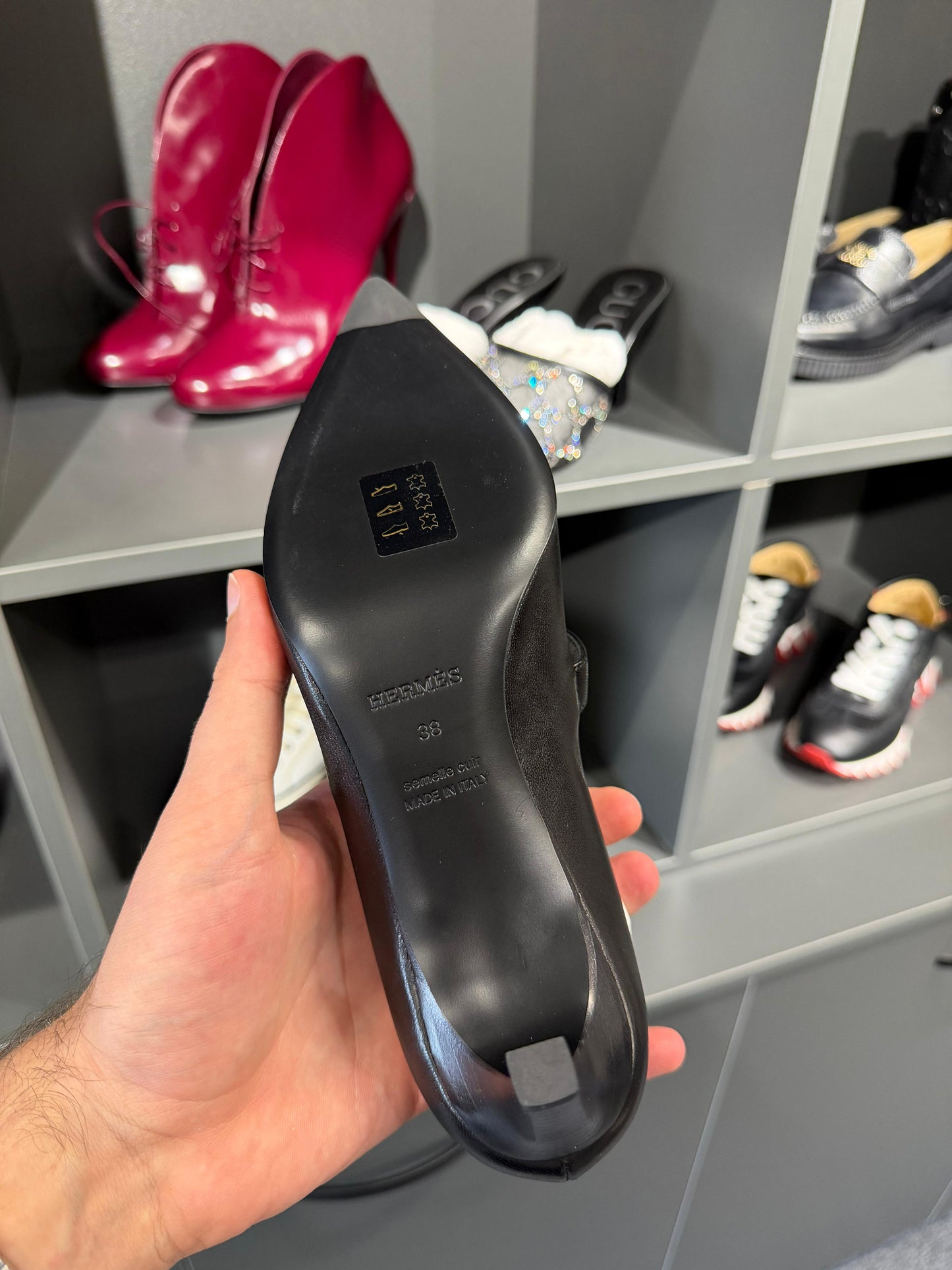 Hermès Black Leather Mary Jane Pumps – EU Size 38