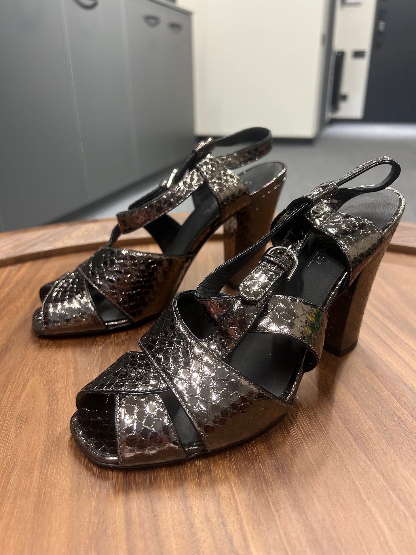 Chanel Python Leather Slingback Sandals – EU 39