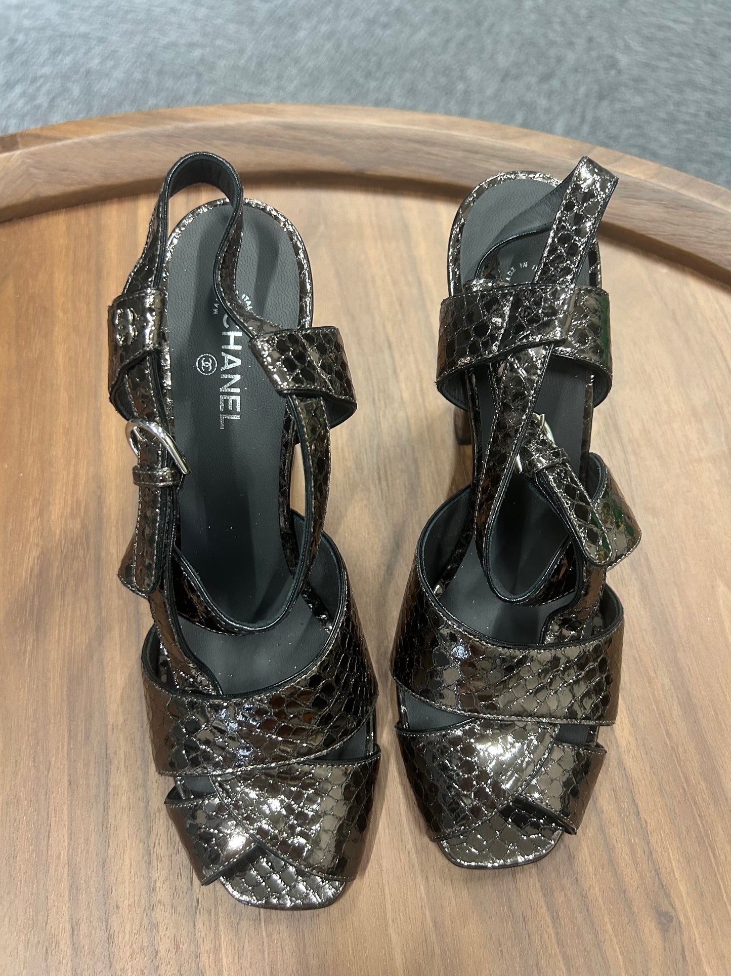 Chanel Python Leather Slingback Sandals – EU 39