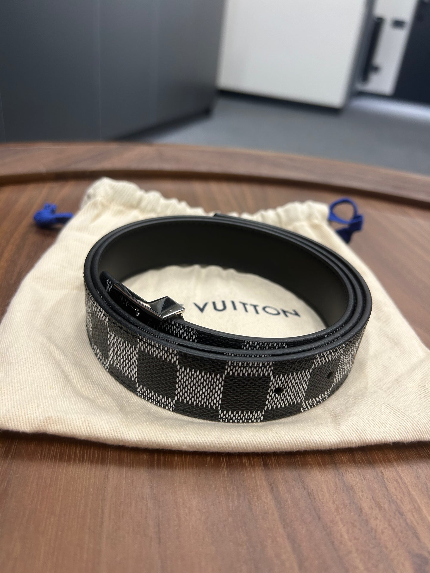 Black And White Damier  LV Initiales Reversible Belt Size 90/36 (EU 90 / US 36)