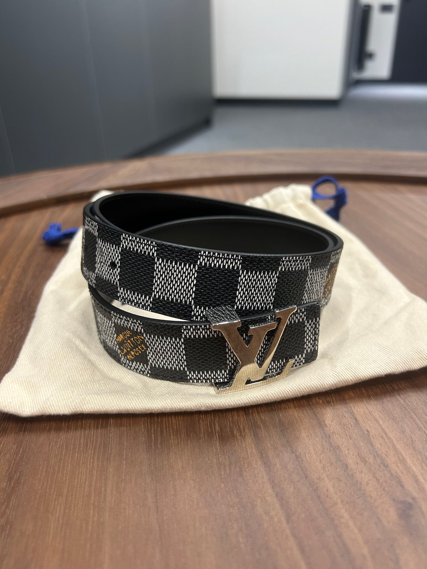 Black And White Damier  LV Initiales Reversible Belt Size 90/36 (EU 90 / US 36)