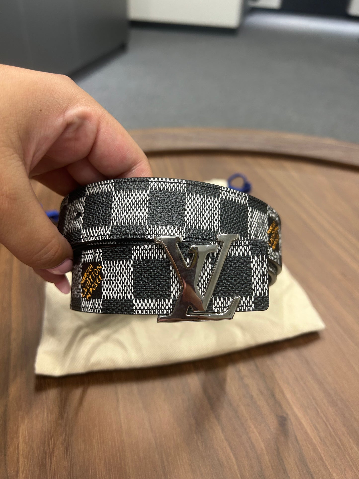Black And White Damier  LV Initiales Reversible Belt Size 90/36 (EU 90 / US 36)