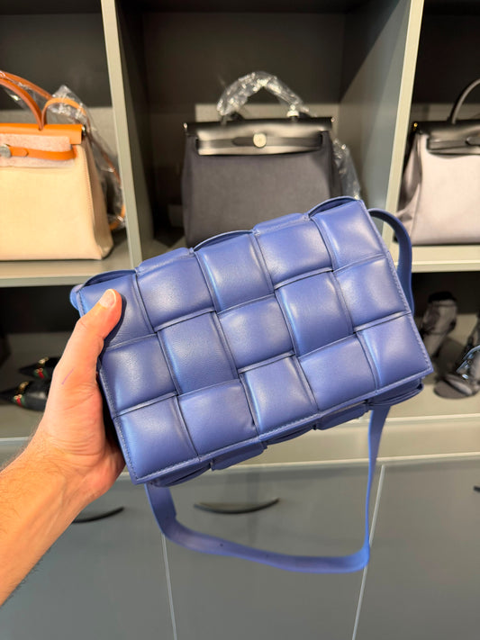 Bottega Veneta Padded Cassette Bag In Blue Padded Maxi Intrecciato Leather