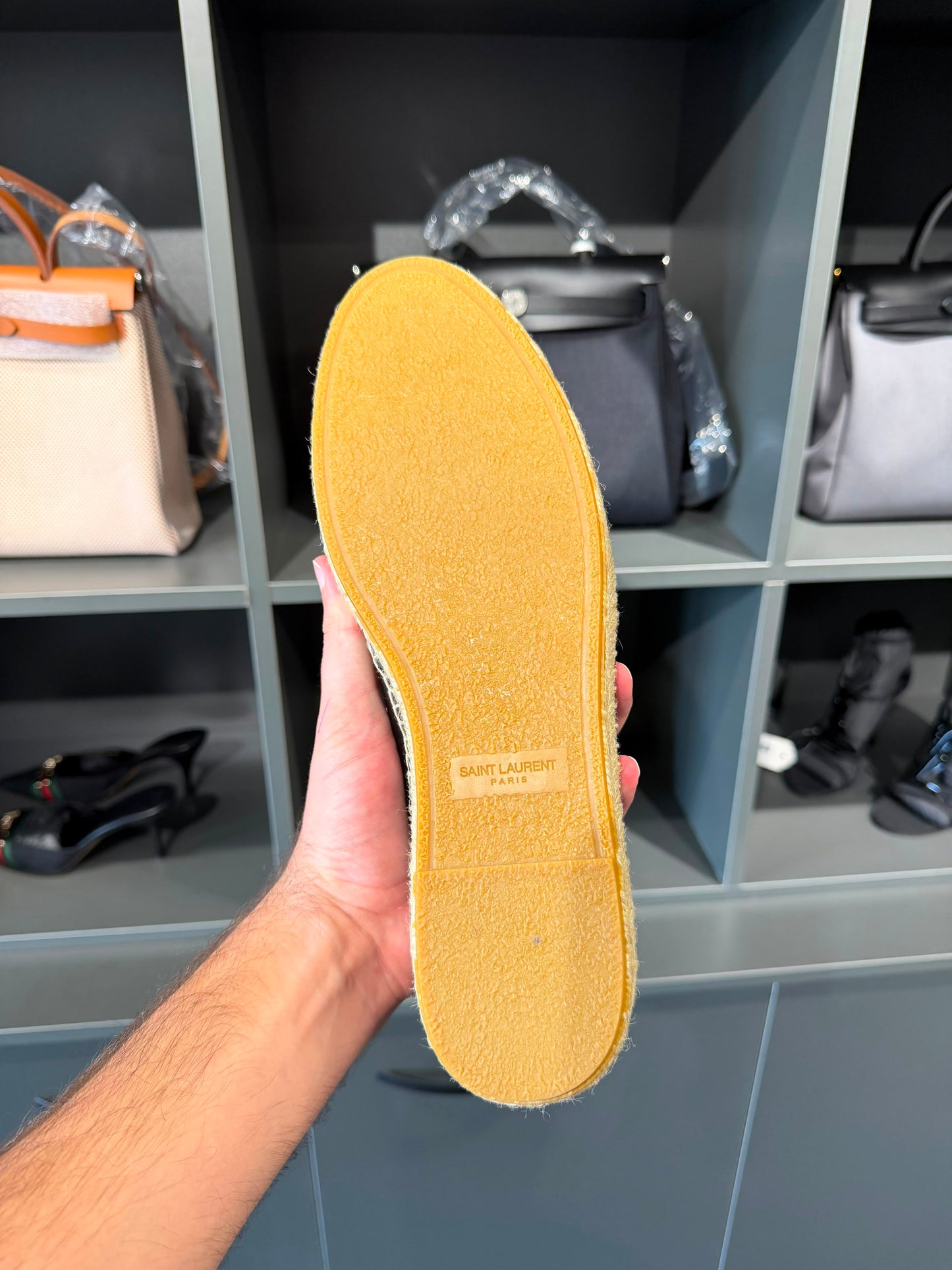 Saint Laurent Black Leather Espadrilles. Size Eu 45