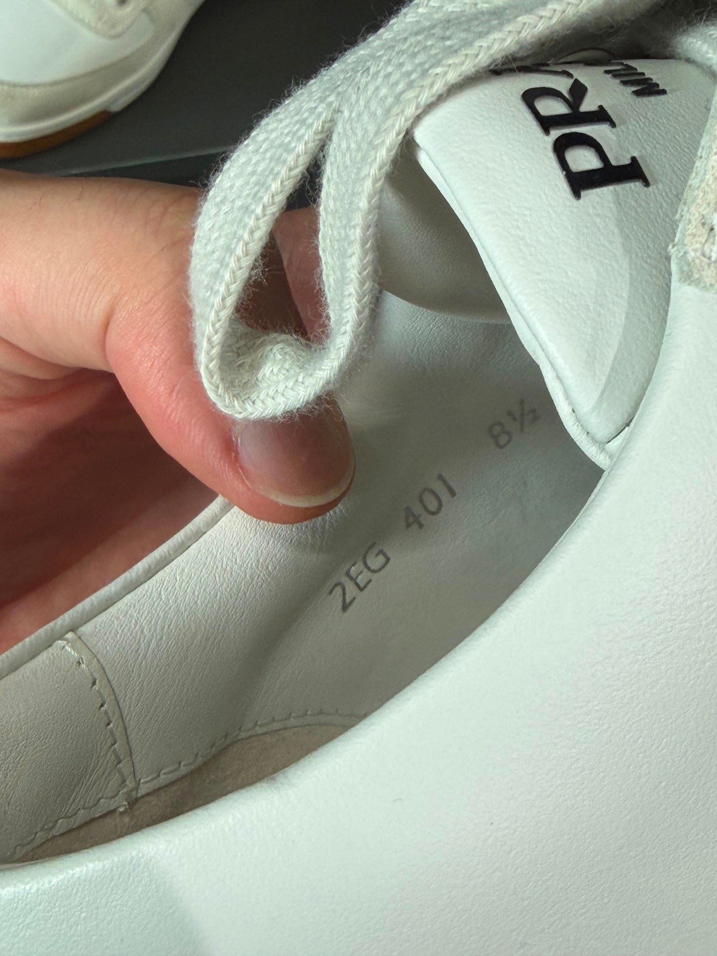 Prada Suede & Leather Triangle Logo Low-Top Sneakers. Size Eu 43