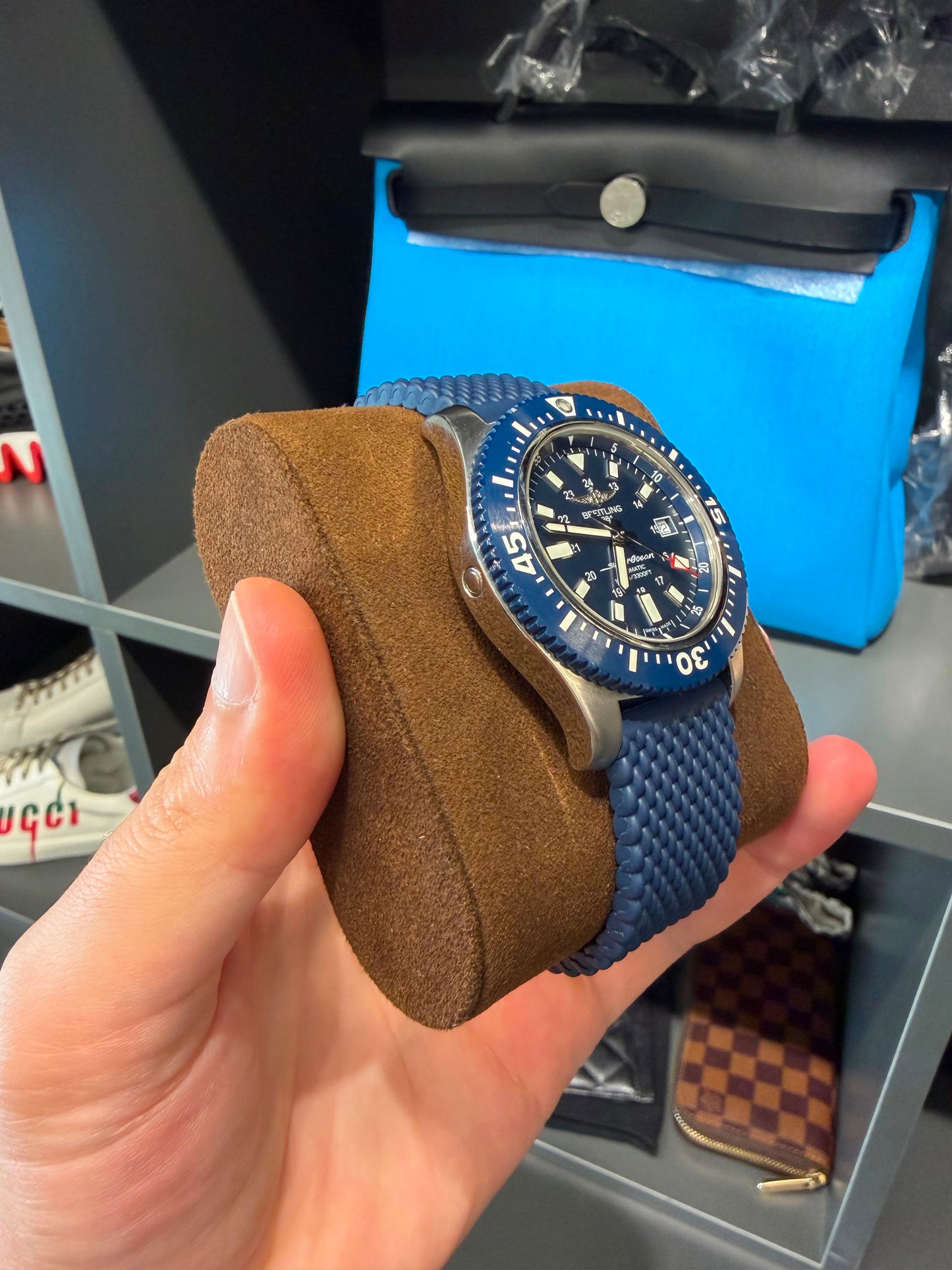 Breitling Superocean 44mm Special Steel Automatic Men’s Used Polished Full Set With Box and Papers 2019 Year Blue Dial Reference Number: Y1739316/C959