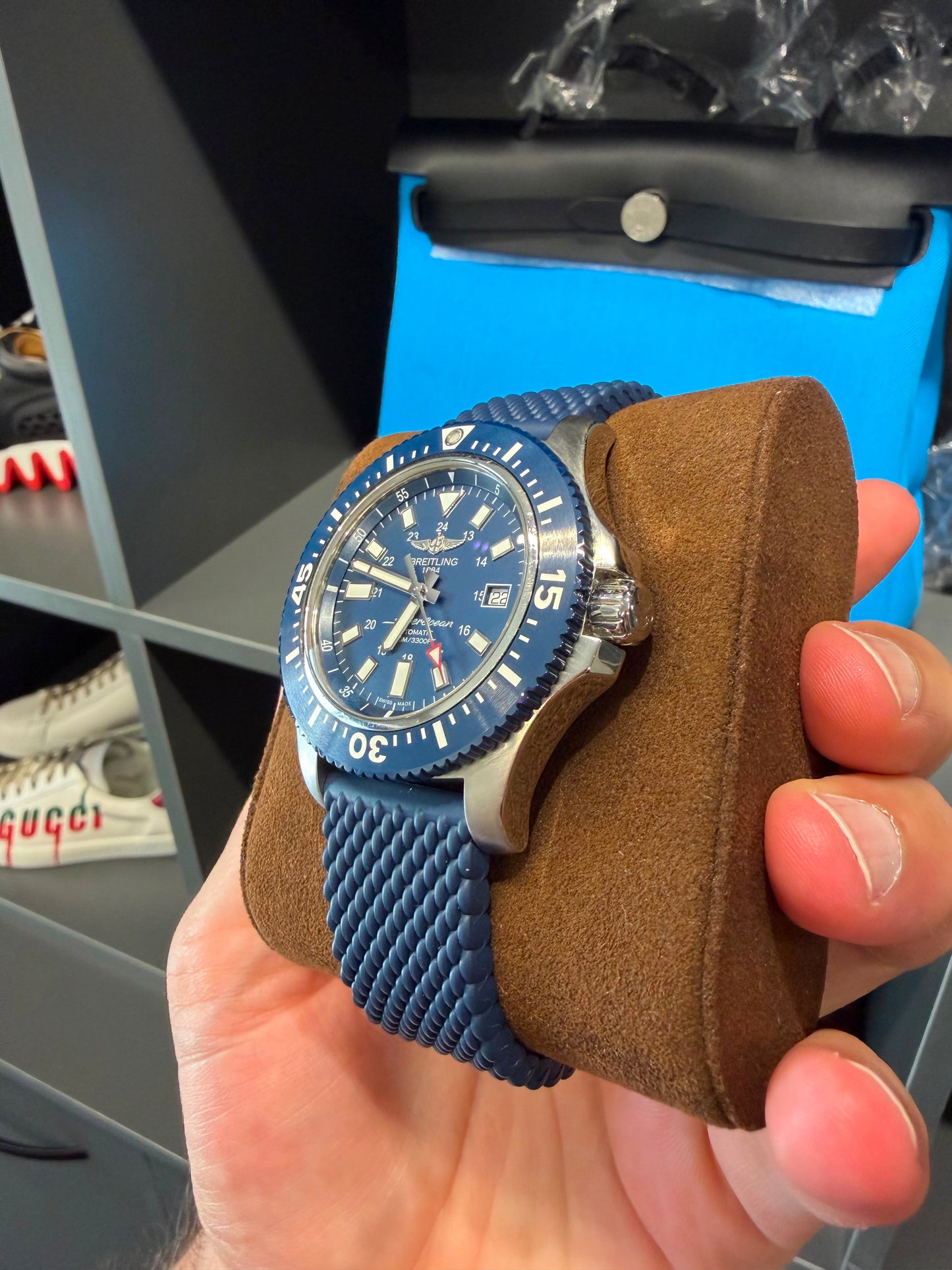 Breitling Superocean 44mm Special Steel Automatic Men’s Used Polished Full Set With Box and Papers 2019 Year Blue Dial Reference Number: Y1739316/C959
